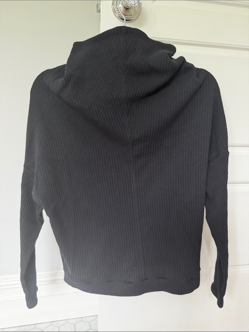 Free People Black Ribbed Long Sleeve Mock Turtleneck Cowl Neck